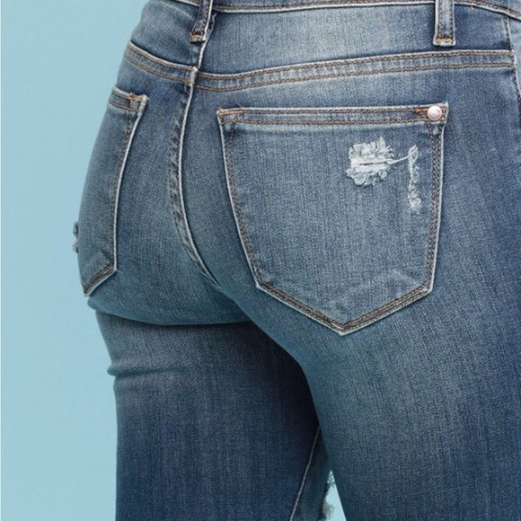 Judy Blue Buffalo Plaid Patch Skinny Jeans Size 5 - Picture 10 of 11